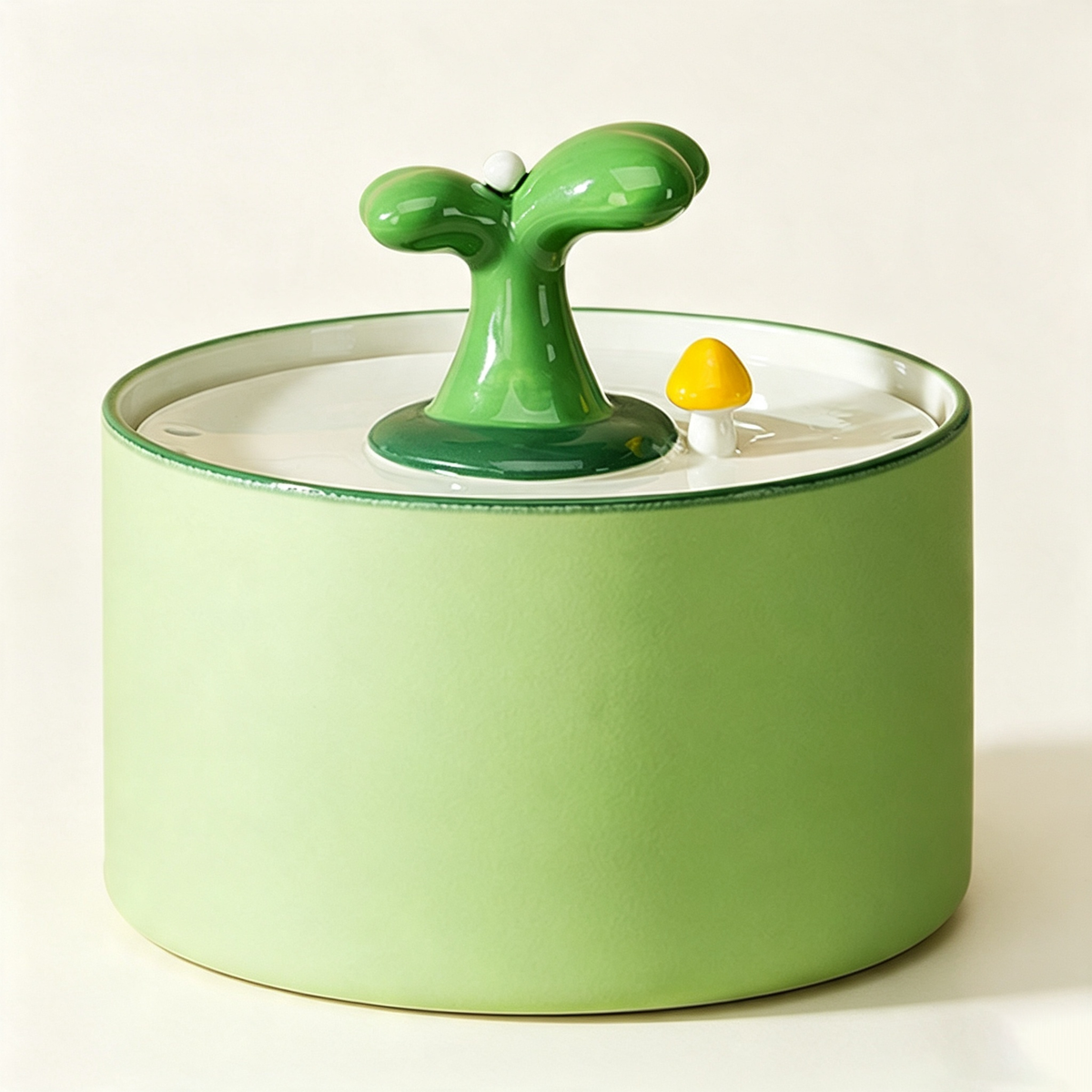 Cute Sprout Ceramic Cat Water Fountain
