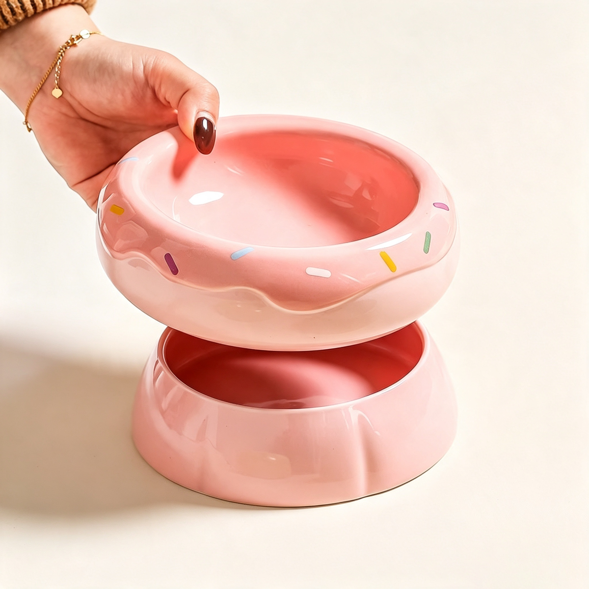 Donut Ceramic Raised Cat Bowl