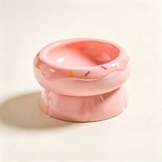 Donut Ceramic Raised Cat Bowl