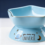 Star Shaped Universe Ceramic Elevated Cat Bowl