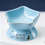 Star Shaped Universe Ceramic Elevated Cat Bowl