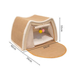 Wooden Cat Tent House with Scratching Surface