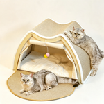 Wooden Cat Tent House with Scratching Surface