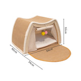 Wooden Cat Tent House with Scratching Surface